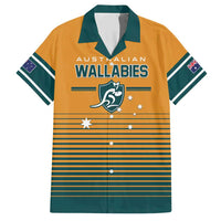 Custom Rugby Australia Family Matching Short Sleeve Bodycon Dress and Hawaiian Shirt Junior Wallabies Go Champions LT01 Dad's Shirt - Short Sleeve Yellow - Polynesian Pride