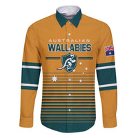 Custom Rugby Australia Family Matching Short Sleeve Bodycon Dress and Hawaiian Shirt Junior Wallabies Go Champions LT01 Dad's Shirt - Long Sleeve Yellow - Polynesian Pride