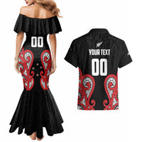 Custom Rugby New Zealand Couples Matching Mermaid Dress and Hawaiian Shirt Baby Black Go Champions LT01 - Polynesian Pride