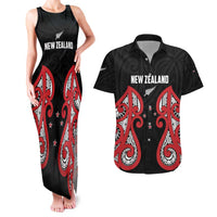 Custom Rugby New Zealand Couples Matching Tank Maxi Dress and Hawaiian Shirt Baby Black Go Champions LT01 Black - Polynesian Pride