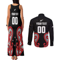 Custom Rugby New Zealand Couples Matching Tank Maxi Dress and Long Sleeve Button Shirt Baby Black Go Champions LT01 - Polynesian Pride