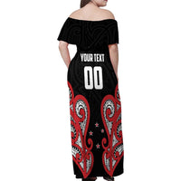 Custom Rugby New Zealand Family Matching Off Shoulder Maxi Dress and Hawaiian Shirt Baby Black Go Champions LT01 - Polynesian Pride
