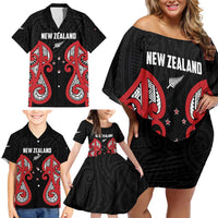 Custom Rugby New Zealand Family Matching Off Shoulder Short Dress and Hawaiian Shirt Baby Black Go Champions LT01 - Polynesian Pride