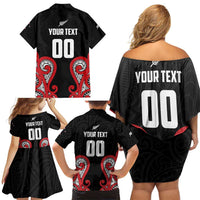 Custom Rugby New Zealand Family Matching Off Shoulder Short Dress and Hawaiian Shirt Baby Black Go Champions LT01 - Polynesian Pride
