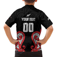 Custom Rugby New Zealand Family Matching Short Sleeve Bodycon Dress and Hawaiian Shirt Baby Black Go Champions LT01 - Polynesian Pride