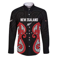 Custom Rugby New Zealand Family Matching Short Sleeve Bodycon Dress and Hawaiian Shirt Baby Black Go Champions LT01 Dad's Shirt - Long Sleeve Black - Polynesian Pride