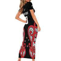 Custom Rugby New Zealand Family Matching Short Sleeve Bodycon Dress and Hawaiian Shirt Baby Black Go Champions LT01 - Polynesian Pride