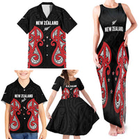 Custom Rugby New Zealand Family Matching Tank Maxi Dress and Hawaiian Shirt Baby Black Go Champions LT01 - Polynesian Pride