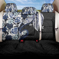 Monstera Plumeria Flowers Blue Back Car Seat Cover Polynesian Pattern