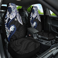 Monstera Plumeria Flowers Blue Car Seat Cover Polynesian Pattern