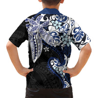 Monstera Plumeria Flowers Blue Family Matching Off Shoulder Short Dress and Hawaiian Shirt Polynesian Pattern