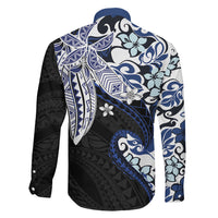 Monstera Plumeria Flowers Blue Family Matching Off Shoulder Short Dress and Hawaiian Shirt Polynesian Pattern