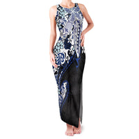 Monstera Plumeria Flowers Blue Family Matching Tank Maxi Dress and Hawaiian Shirt Polynesian Pattern