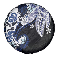 Monstera Plumeria Flowers Blue Spare Tire Cover Polynesian Pattern