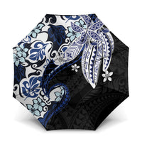 Monstera Plumeria Flowers Blue Umbrella Polynesian Pattern