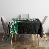 Monstera Plumeria Flowers Green Tablecloth Polynesian Pattern