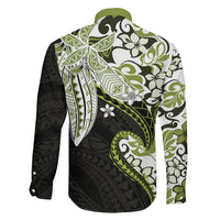 Monstera Plumeria Flowers Olive Green Family Matching Mermaid Dress and Hawaiian Shirt Polynesian Pattern LT01 - Polynesian Pride