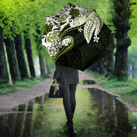 Monstera Plumeria Flowers Olive Green Umbrella Polynesian Pattern