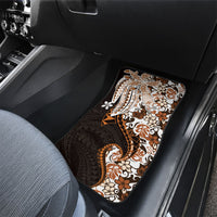 Monstera Plumeria Flowers Orange Car Mats Polynesian Pattern