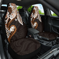 Monstera Plumeria Flowers Orange Car Seat Cover Polynesian Pattern