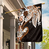 Monstera Plumeria Flowers Orange Garden Flag Polynesian Pattern