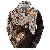 Monstera Plumeria Flowers Orange Hoodie Polynesian Pattern