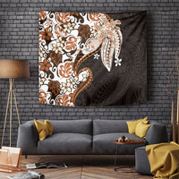 Monstera Plumeria Flowers Orange Tapestry Polynesian Pattern