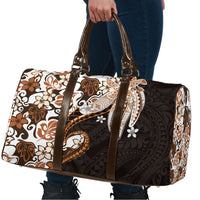 Monstera Plumeria Flowers Orange Travel Bag Polynesian Pattern