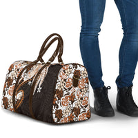 Monstera Plumeria Flowers Orange Travel Bag Polynesian Pattern