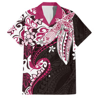 Monstera Plumeria Flowers Pink Hawaiian Shirt Polynesian Pattern