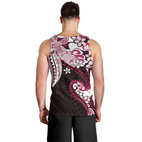 Monstera Plumeria Flowers Pink Men Tank Top Polynesian Pattern
