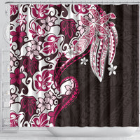 Monstera Plumeria Flowers Pink Shower Curtain Polynesian Pattern