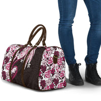 Monstera Plumeria Flowers Pink Travel Bag Polynesian Pattern