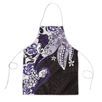 Monstera Plumeria Flowers Purple Apron Polynesian Pattern
