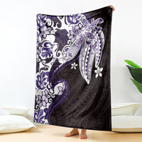 Monstera Plumeria Flowers Purple Blanket Polynesian Pattern