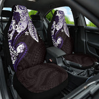 Monstera Plumeria Flowers Purple Car Seat Cover Polynesian Pattern