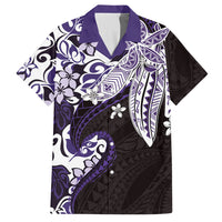 Monstera Plumeria Flowers Purple Hawaiian Shirt Polynesian Pattern