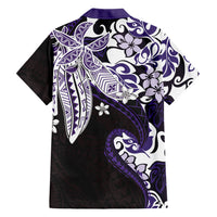 Monstera Plumeria Flowers Purple Hawaiian Shirt Polynesian Pattern