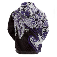Monstera Plumeria Flowers Purple Hoodie Polynesian Pattern
