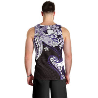 Monstera Plumeria Flowers Purple Men Tank Top Polynesian Pattern