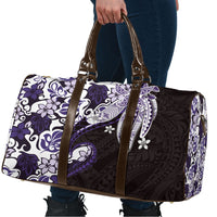 Monstera Plumeria Flowers Purple Travel Bag Polynesian Pattern