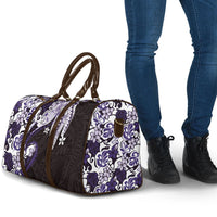 Monstera Plumeria Flowers Purple Travel Bag Polynesian Pattern