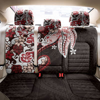 Monstera Plumeria Flowers Red Back Car Seat Cover Polynesian Pattern