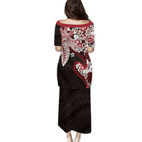 Monstera Plumeria Flowers Red Family Matching Puletasi and Hawaiian Shirt Polynesian Pattern