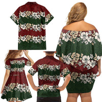 Hawaiian Hibiscus Christmas Color Family Matching Off Shoulder Short Dress and Hawaiian Shirt Unique LT01 - Polynesian Pride