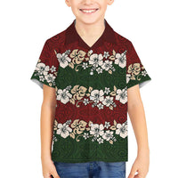 Hawaiian Hibiscus Christmas Color Family Matching Short Sleeve Bodycon Dress and Hawaiian Shirt Unique LT01 Son's Shirt Red - Polynesian Pride