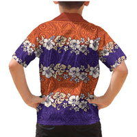 Hawaiian Hibiscus Family Matching Mermaid Dress and Hawaiian Shirt Orange and Purple Unique LT01 - Polynesian Pride