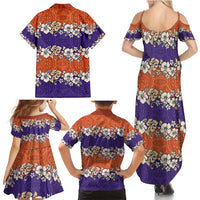 Hawaiian Hibiscus Family Matching Summer Maxi Dress and Hawaiian Shirt Orange and Purple Unique LT01 - Polynesian Pride