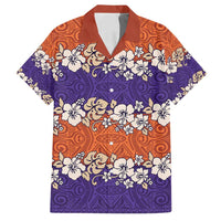 Hawaiian Hibiscus Family Matching Summer Maxi Dress and Hawaiian Shirt Orange and Purple Unique LT01 Dad's Shirt - Short Sleeve Orange - Polynesian Pride
