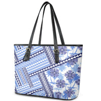 Hawaii Quilt Leather Tote Bag Kakau Polynesian Pattern Blue Version LT01 - Polynesian Pride